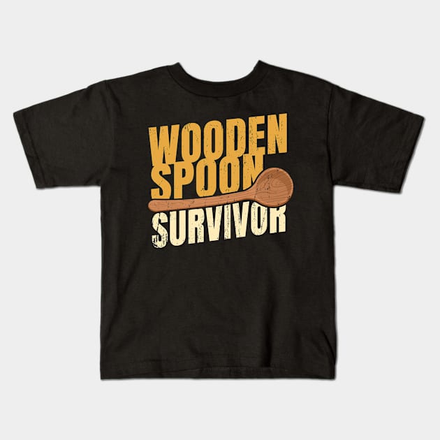 Funny The Wooden Spoon Survivor Kids T-Shirt by juragan99trans